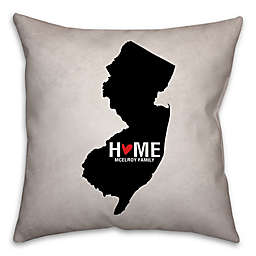 New Jersey State Pride Square Throw Pillow in Black/White