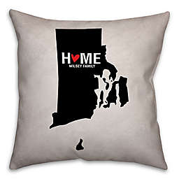Rhode Island State Pride Square Throw Pillow in Black/White
