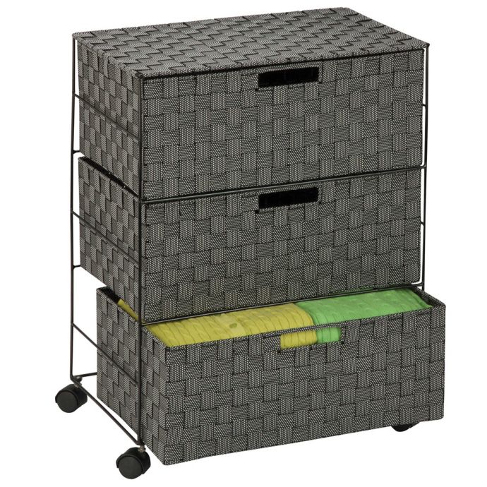 HoneyCanDo® 3Drawer Wheeled Chest in Black/White Bed Bath and