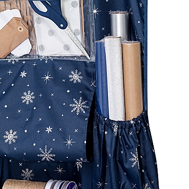 Honey-Can-Do&reg; Deluxe Hanging Wrapping Paper Organizer in Navy. View a larger version of this product image.
