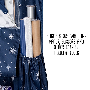 Honey-Can-Do&reg; Deluxe Hanging Wrapping Paper Organizer in Navy. View a larger version of this product image.
