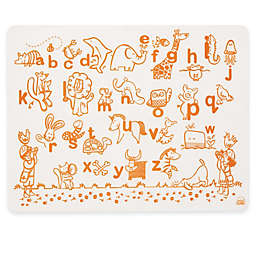 Modern Twist Alphabet Animals Map Doodle Placemat in White/Orange