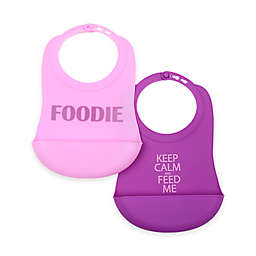 chewbeads® Girl 2-Pack Silicone Food Bibs in Pink/Purple