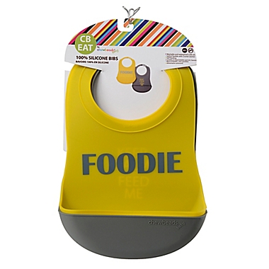 chewbeads&reg; Boy 2-Pack Silicone Food Bibs in Grey/Yellow. View a larger version of this product image.