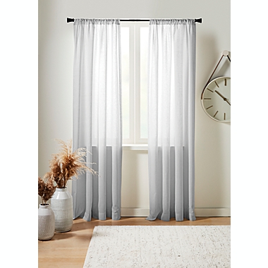 Studio 3B&trade; Delray 84-Inch Sheer Linen Window Curtain Panel in Grey (Single). View a larger version of this product image.