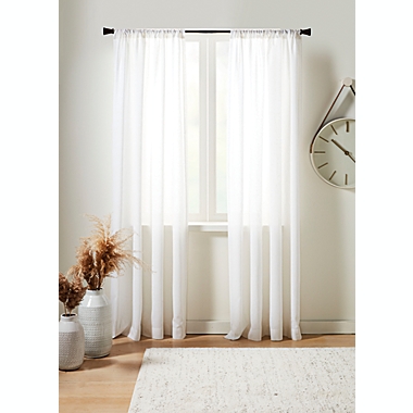 Studio 3B&trade; Delray 95-Inch Sheer Linen Window Curtain Panel in White (Single). View a larger version of this product image.