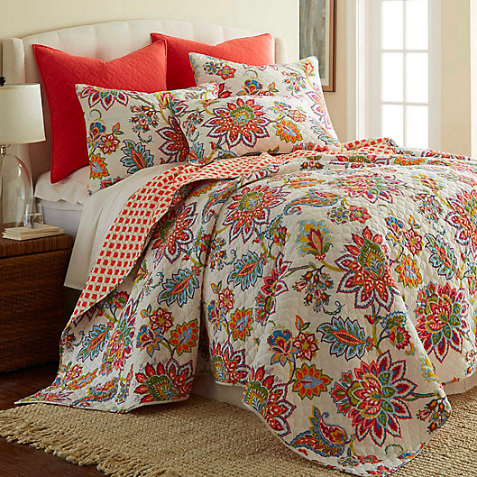 Alternate image 1 for Levtex Home Victoria Reversible King Quilt Set in Coral