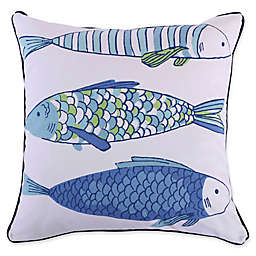 Levtex Home Blue Water Fish Square Throw Pillow in Blue/White