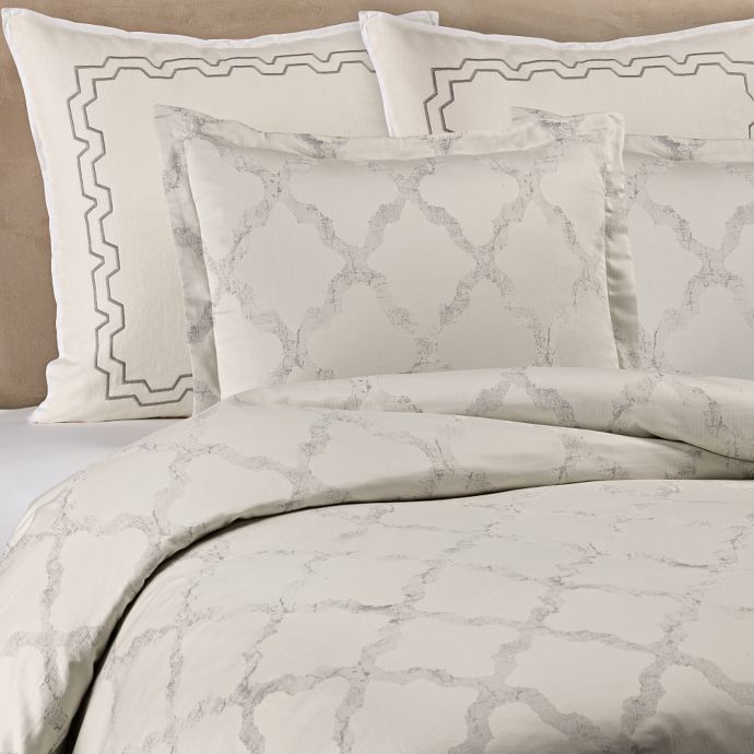 Vera Wang Fretwork Duvet Cover In Light Cream Bed Bath Beyond