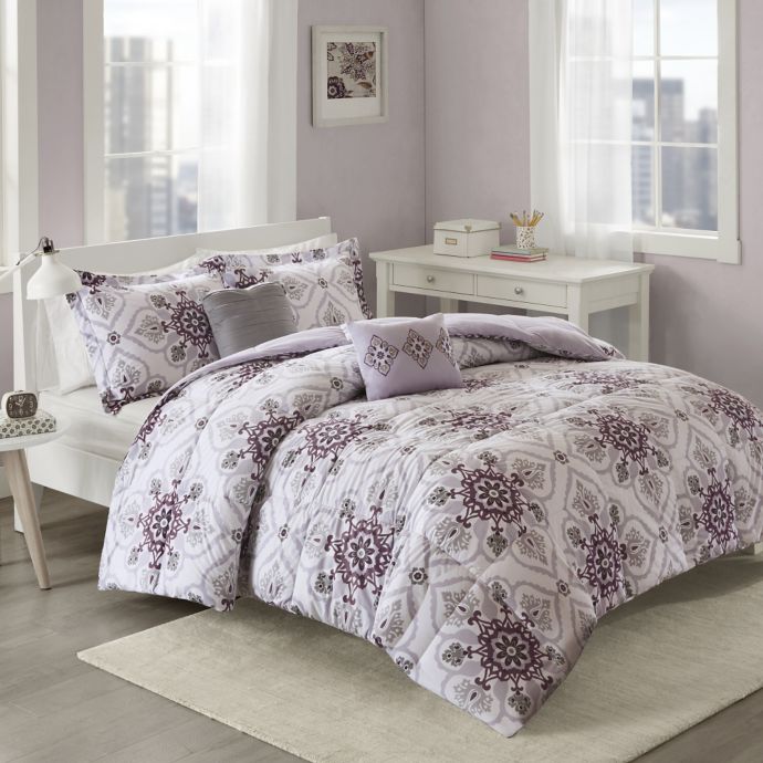 Cozy Soft Cassy Comforter Set In Purple Grey Bed Bath Beyond