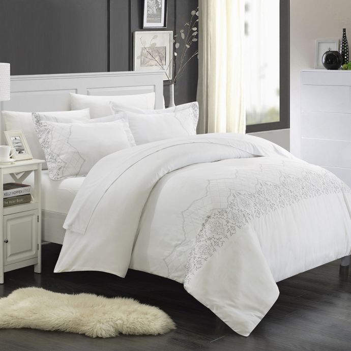 Chic Home Saunder 7 Piece Duvet Cover Set In White Bed Bath Beyond