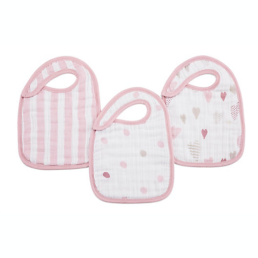 Alternate image 1 for aden + anais® 3-Pack Heartbreaker Classic Muslin Snap Bib in Pink