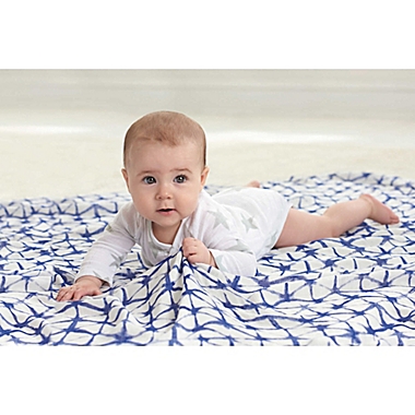 Aden + Anais & 3-Pack Silky Soft Indigo Swaddle Blanket in White. View a larger version of this product image.