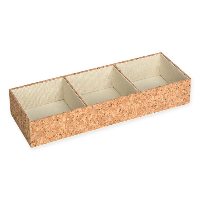 3 Compartment Small Cork Drawer Organizer In Beige Bed Bath Beyond