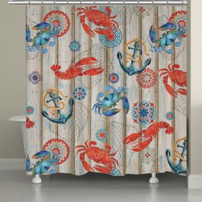 coral and teal shower curtain