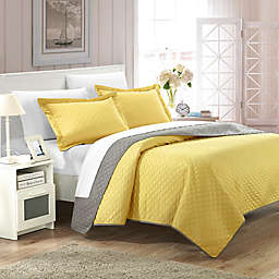 Chic Home Lugano 7-Piece Reversible Queen Quilt Set in Yellow