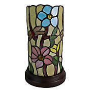 10-Inch Tiffany Style Floral Accent Lamp with Glass Shade