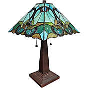 Tiffany Style Floral 2-Light Table Lamp with Glass Shade