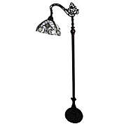 Tiffany Style Reading Floor Lamp in Bronze with Stained Glass Shade