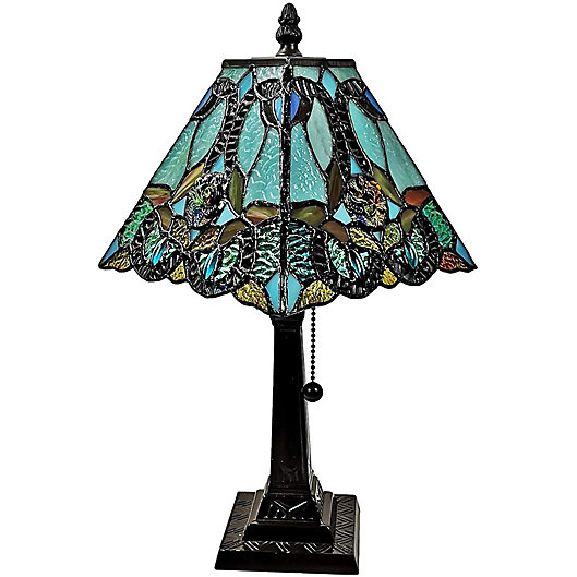 Alternate image 1 for Tiffany Style Mission Mini Table Lamp in Bronze with Stained Glass Shade