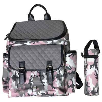 pink and gray backpack diaper bag