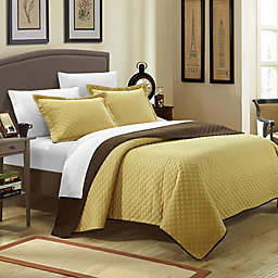 Chic Home Lugano 3-Piece Reversible Queen Quilt Set in Gold