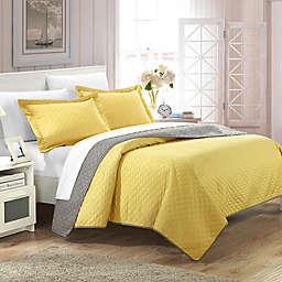 Chic Home Lugano 3-Piece Reversible Queen Quilt Set in Yellow