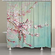 Laural Home&reg; Cherry Blossoms Shower Curtain in Blue/Pink