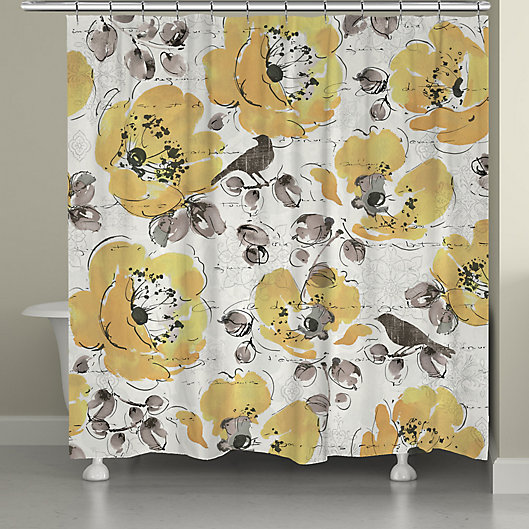 Alternate image 1 for Laural Home® Morning Glory Shower Curtain in Yellow