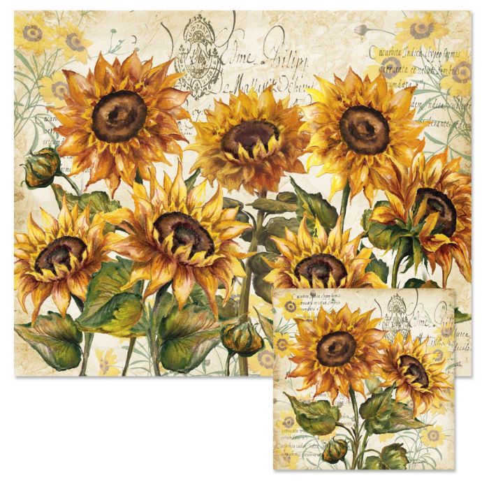 Tuscan Sunflower 12 Inch X 15 Inch Glass Cutting Board With Trivet