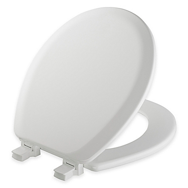 Mayfair Round Molded Wood Toilet Seat in White with Easy Clean & Change&trade; Hinge. View a larger version of this product image.