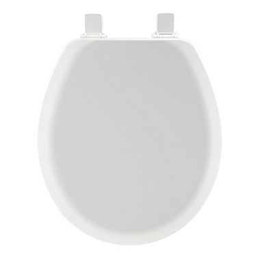 Mayfair Round Molded Wood Toilet Seat in White with Easy Clean & Change&trade; Hinge. View a larger version of this product image.
