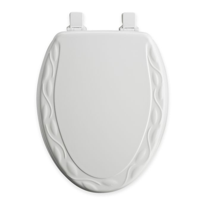 Mayfair Ivy Elongated Molded Wood Toilet Seat in White with Easy Clean & Change™ Hinge Bed