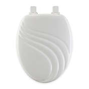 Mayfair Swirl Elongated Molded Wood Toilet Seat in White with Easy Clean & Change&trade; Hinge