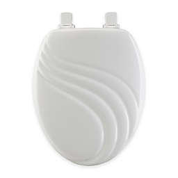 Mayfair Swirl Elongated Molded Wood Toilet Seat in White with Easy Clean & Change™ Hinge