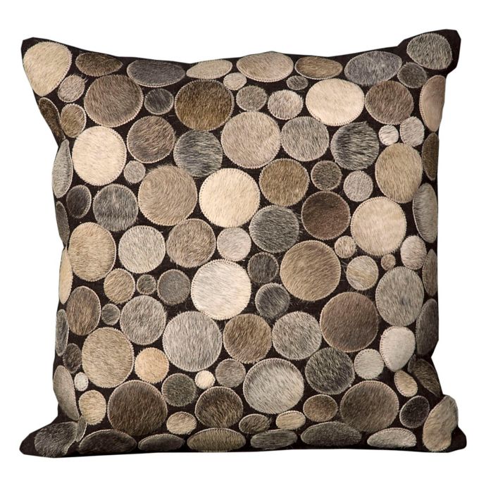 Mina Victory Natural Leather Hide Circles 20 Inch Square Throw