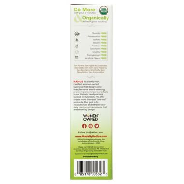 Radius 3 Oz. Organic Mint Aloe Neem Toothpaste. View a larger version of this product image.