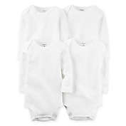 carter&#39;s&reg; 4-Pack Cotton Long Sleeve Bodysuits in White