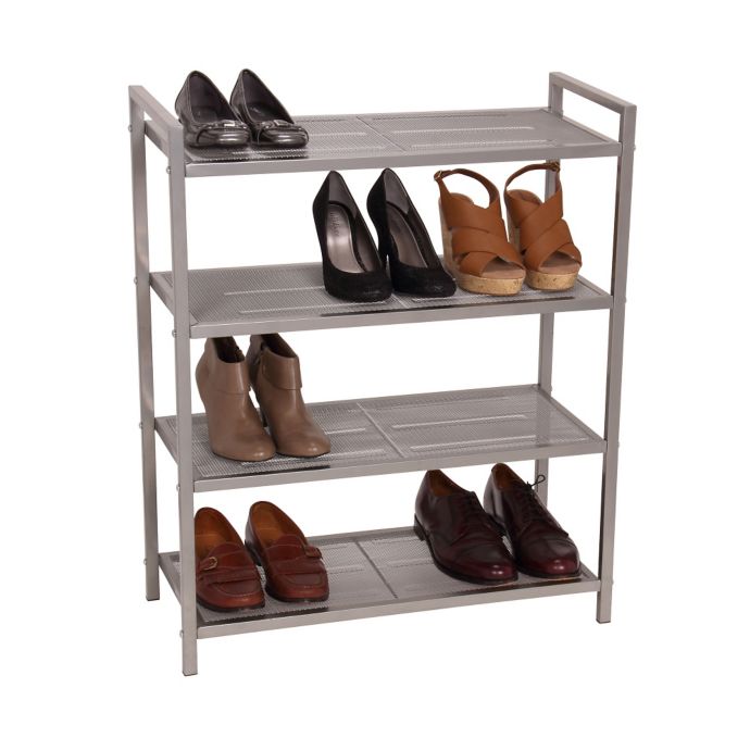 Household Essentials® 4Tier Mesh Shoe Rack in Nickel