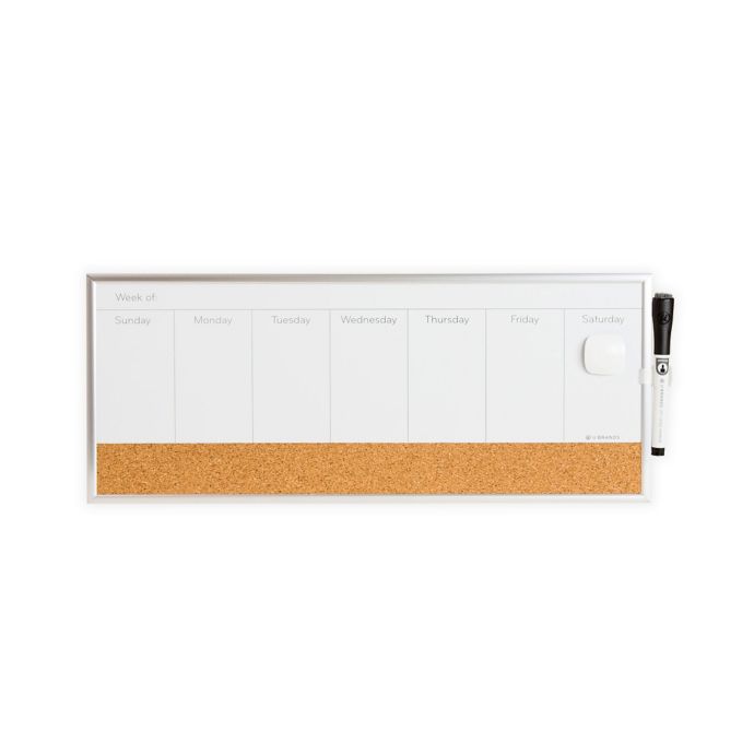 Aluminum Dry Erase Weekly Calendar with Bulletin Strip Bed Bath and