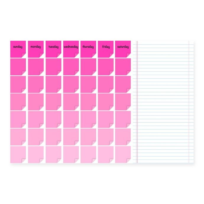 WallPops!® DryErase Monthly Calendar and Notes Panel in Pink Ombre with DryErase Marker Bed