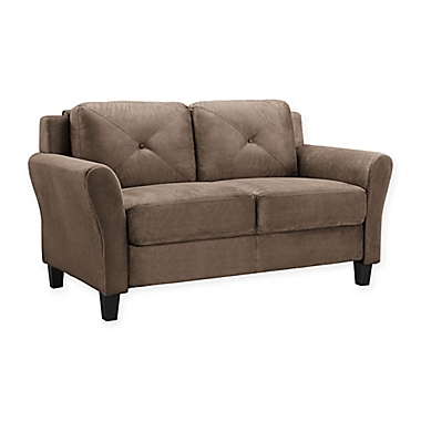 Giano Microfiber Loveseat in Brown. View a larger version of this product image.