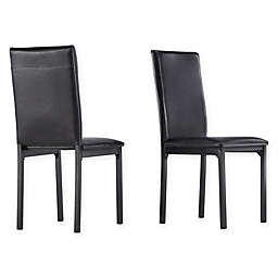 Verona Home Colby Metal Side Chairs in Black Faux Leather (Set of 2)