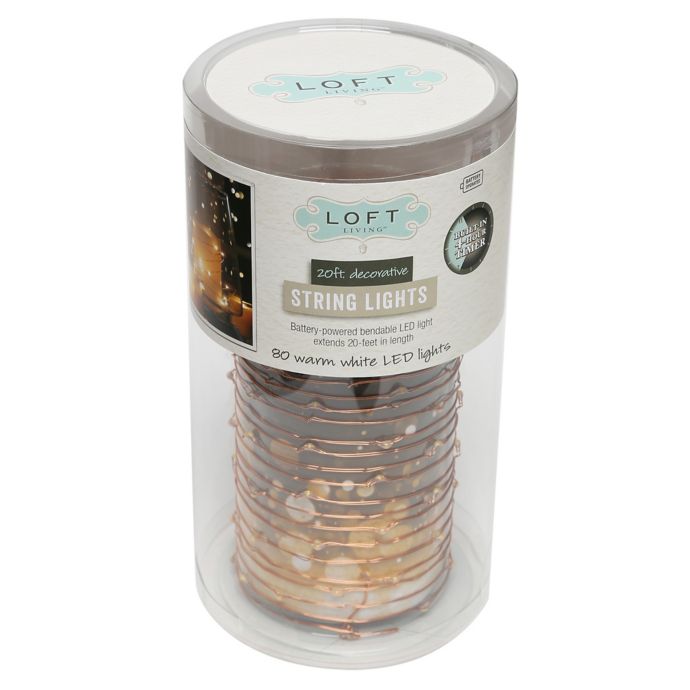 Loft Living 20Foot 62Count Battery Operated LED Copper String Lights
