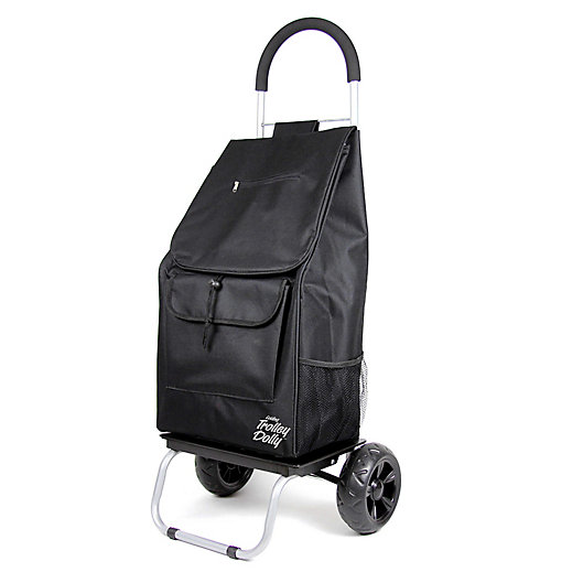 Shopping Trolley Cart Dolly with Folding Stool Portable Rolling Grocery Holder 