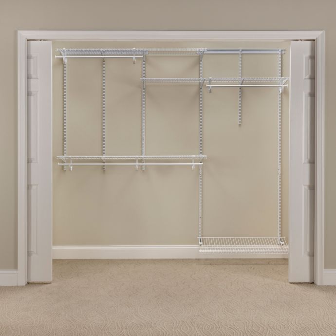 Closetmaid Shelftrack 5 Foot To 8 Foot Wire Closet Organizer Kit In White Bed Bath Beyond