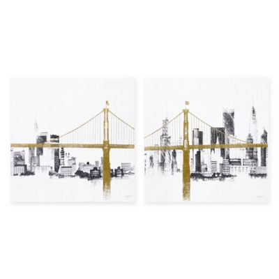 INK+IVY 2-Piece Bridge and Skyline Metallic Foil Canvas ...