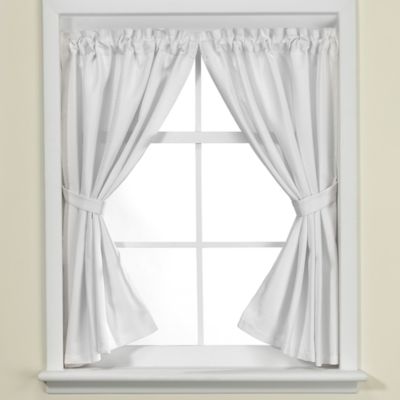 white bathroom window treatment