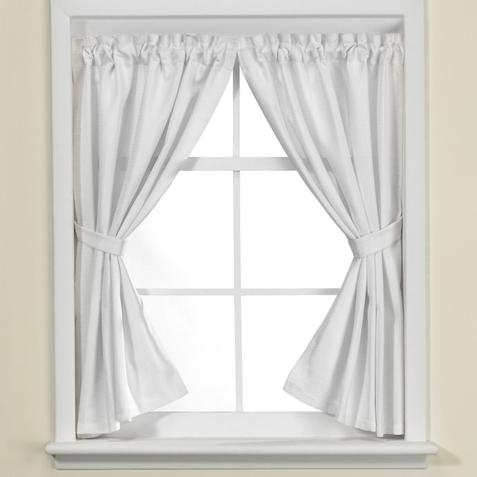 Westerly Bath  Window  Curtain  Pair in White Bed Bath  Beyond