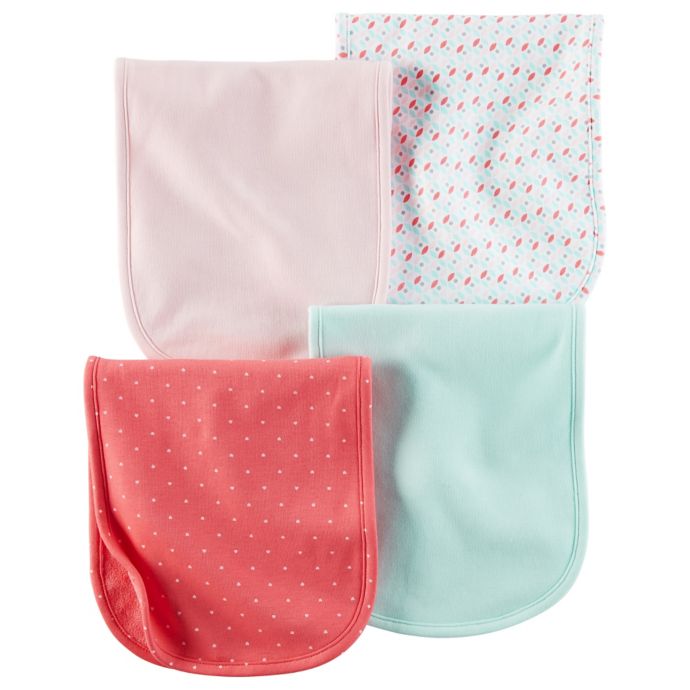 carter's® 4Pack Burp Cloths in Pink/Melon/Mint/Geometric buybuy BABY